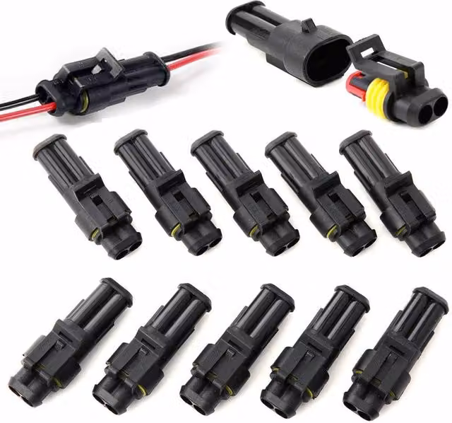NESTLUNE 10 Pack 12V Waterproof Sealed Electrical Cable Wire Connector Plugs in Black