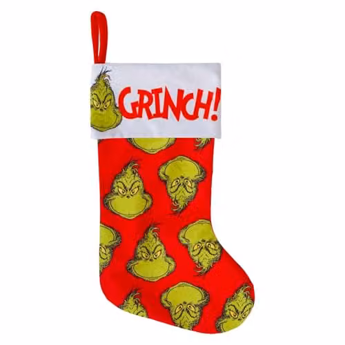 VFM e-Store Grinch Christmas Stocking in Red, White and Multicolour, H 40 cm x W 26 cm x D 26 cm – 4