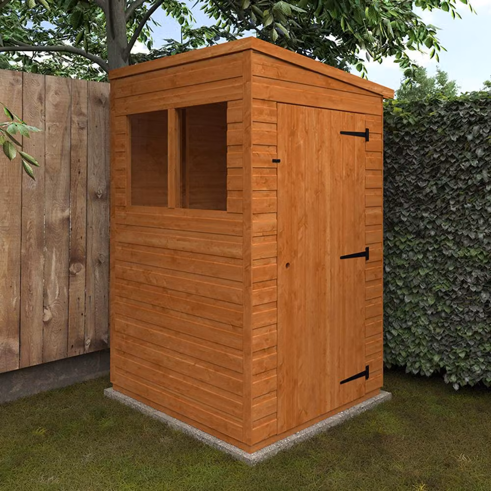 Buttercup Farm 4x4 Flex Pent Wood Garden Shed in Burnt Orange, W115 x D123.8 x H203 cm – 2