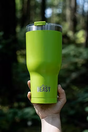 Greens Steel Beast Tumbler in Green, 900 ml Vacuum Insulated Stainless Steel Travel Mug with Lid, Straws and Cleaning Brush – 3