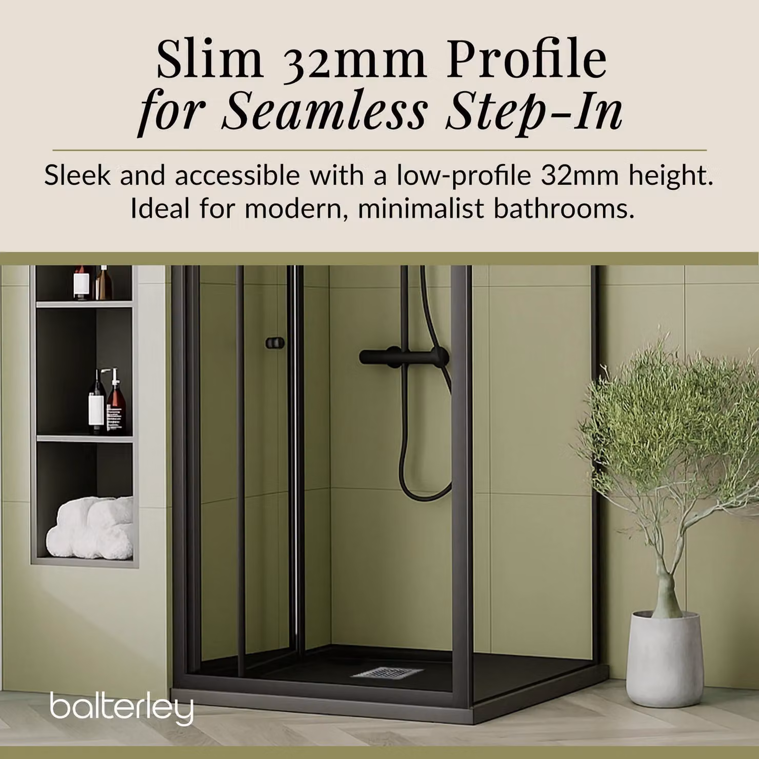 Balterley Slimline Square Stone Resin Shower Tray, Slate Grey, W/D: 90 x 90 cm – 3