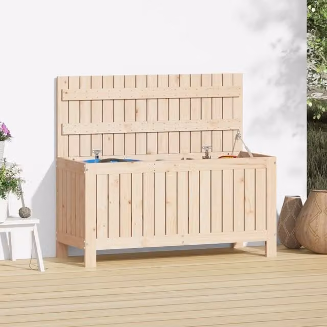 Berkfield Home Rustic Brown Solid Pine Garden Storage Box W/D/H: 108 x 42.5 x 54 cm