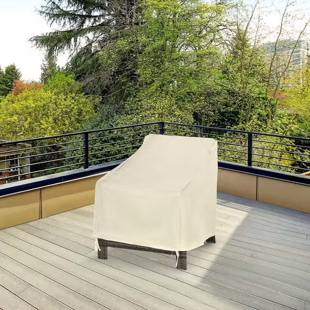 Outsunny Waterproof 600D Oxford Single Armchair Furniture Cover, Beige, W/D/H: 68 x 87 x 44-77 cm – 3