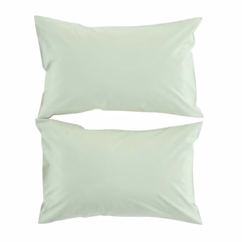Christy Set of 2 Organic Cotton Percale Pillowcases, Green, W/H: 50 x 75 cm