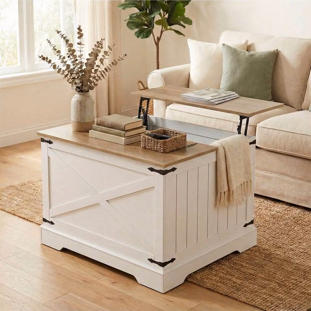 Costway Modern White Lift Top Coffee Table with Hidden Storage Compartment – 3