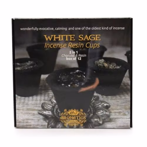 Ancient Wisdom KDMD Box of 12 White Sage Resin Cups in Black – 1