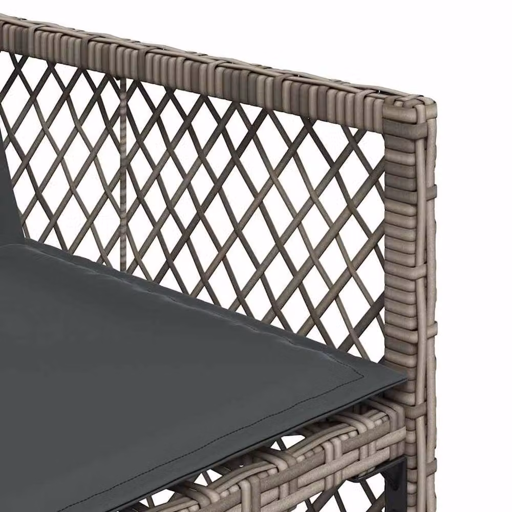 Berkfield Home 7 Piece Grey Poly Rattan Garden Dining Set with Glass Table and Cushions – 3
