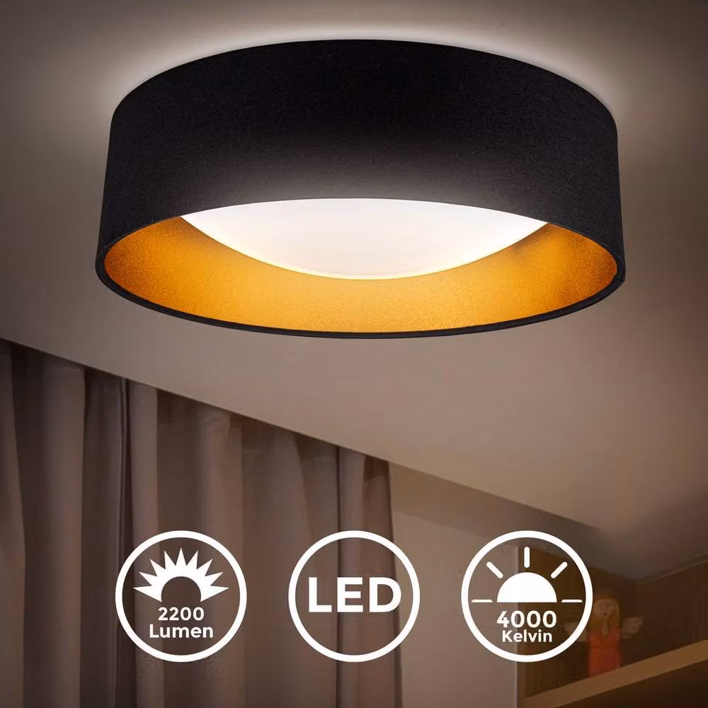 B.K.Licht Round LED Ceiling Light in Black and Gold, 18W, 2200Lm, 4000K Neutral White, Diameter: 40 cm – 2