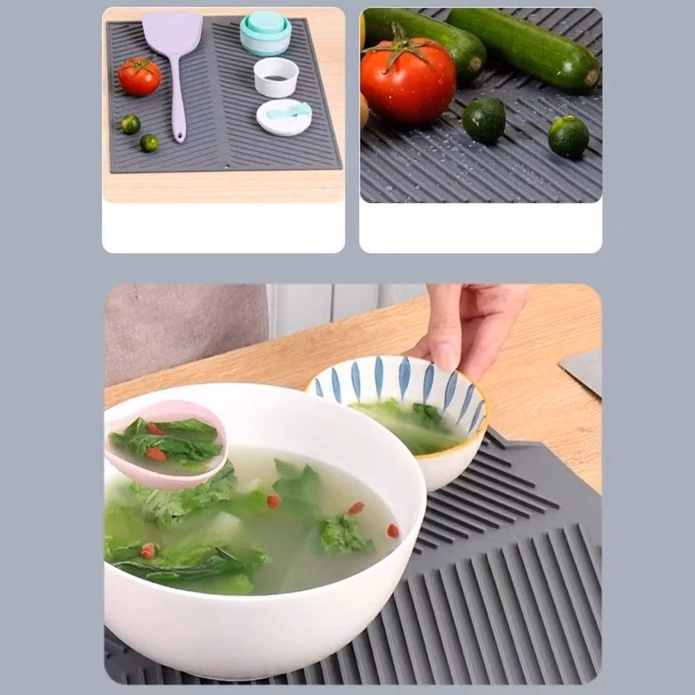 Kelvenix Large Silicone Dish Draining Mat in Grey – 3