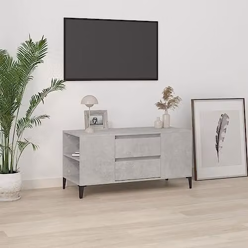 vidaXL Modern Industrial Style TV Cabinet in Concrete Grey, MDF – 2