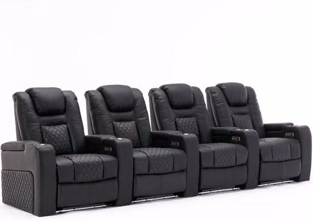 More4Homes Broadway Electric Recliner Cinema Chair in Black Synthetic Leather