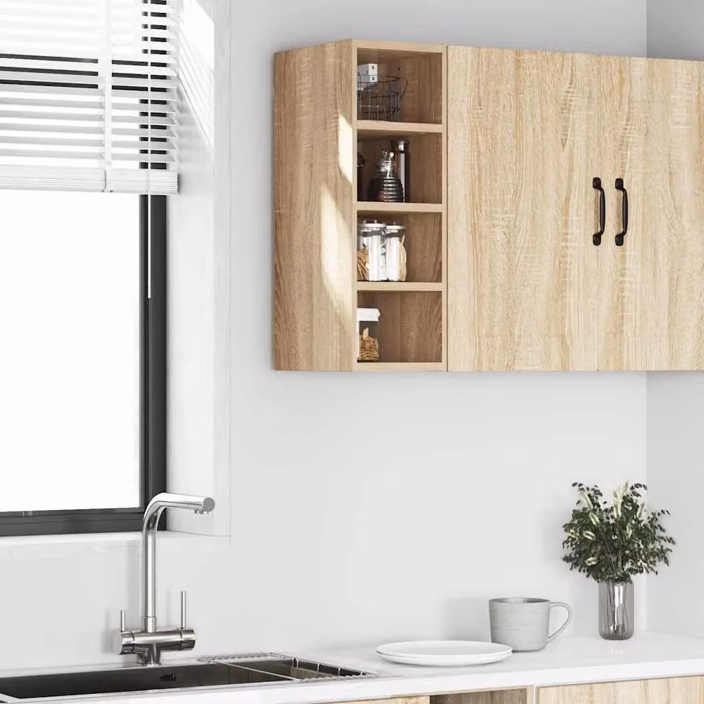 Berkfield Home Sonoma Oak Wall Mounted Hanging Cabinet, Brown, W/D/H: 60.0 x 20.0 x 29.5 cm – 3