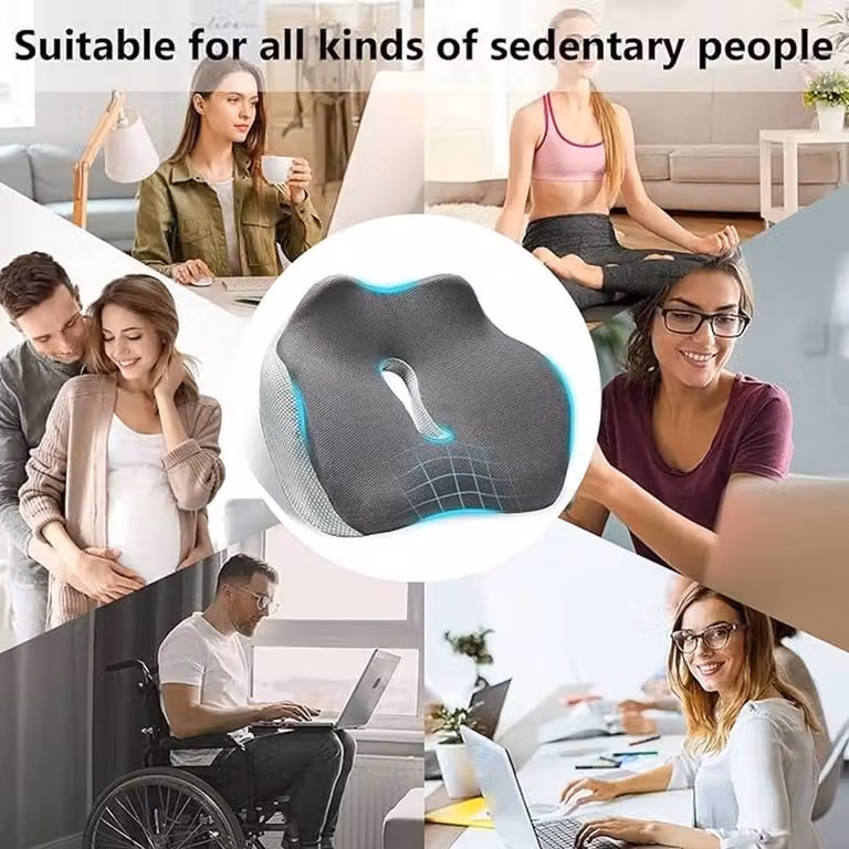 NESTLUNE Grey Orthopaedic Memory Foam Seat and Back Cushion, W/D/H: 190 x 100 x 1 cm