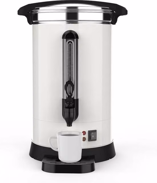 VOGREX 18L Commercial Electric Coffee Urn and Hot Water Tea Maker, White – 1
