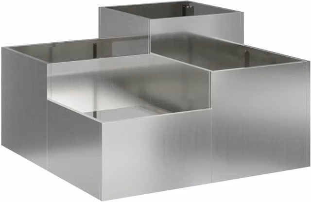 Berkfield Home Grey Galvanised Steel Ornamental Garden Planter Tub W: 100 cm, D: 100 cm, H: 48 cm – 1