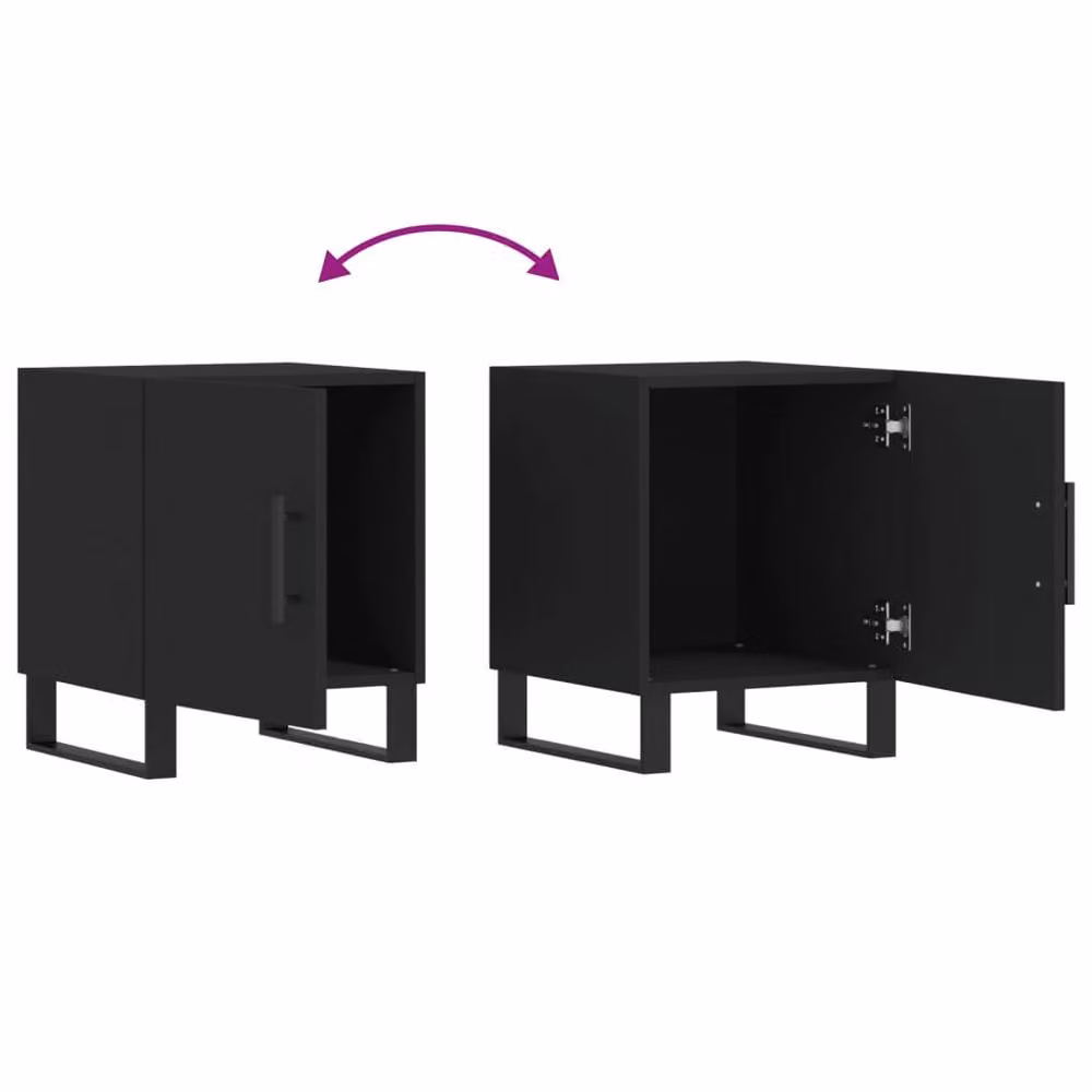 Berkfield Home Set of 2 Modern Black Bedside Cabinets in Engineered Wood, W/D/H: 40 x 40 x 50 cm – 7