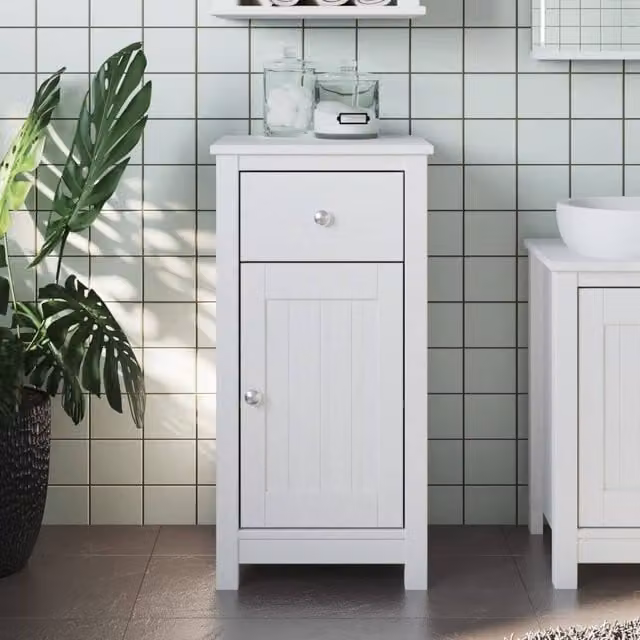 Berkfield Home BERG White Bathroom Cabinet in Solid Pine, W/D/H: 40 x 34 x 80 cm – 1