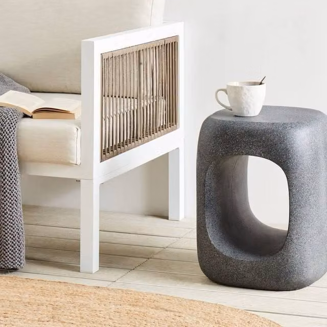 Wyld and Coco Grey Marble-Effect Accent Side Table, W/D/H: 33 x 33 x 33 cm – 1