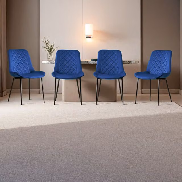 Madefor.living Amelia Velvet Comfort Dining Chairs Set of 4 in Blue