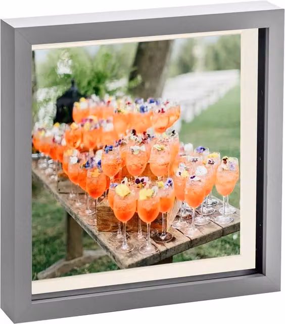 Nicola Spring Single Square 3D Box Photo Frame in Grey and Yellow with Glass and Plastic, W/H: 25.4 x 25.4 cm