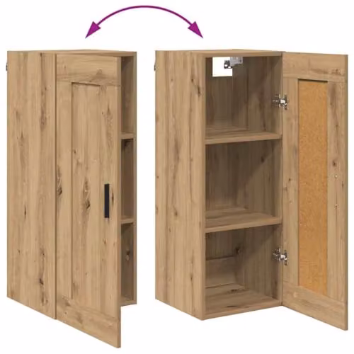 vidaXL Modern Tall Unit in Brown Oak with Hinged Doors and Internal Shelves, W/D/H: 34.5 x 34.0 x 180.0 cm – 3