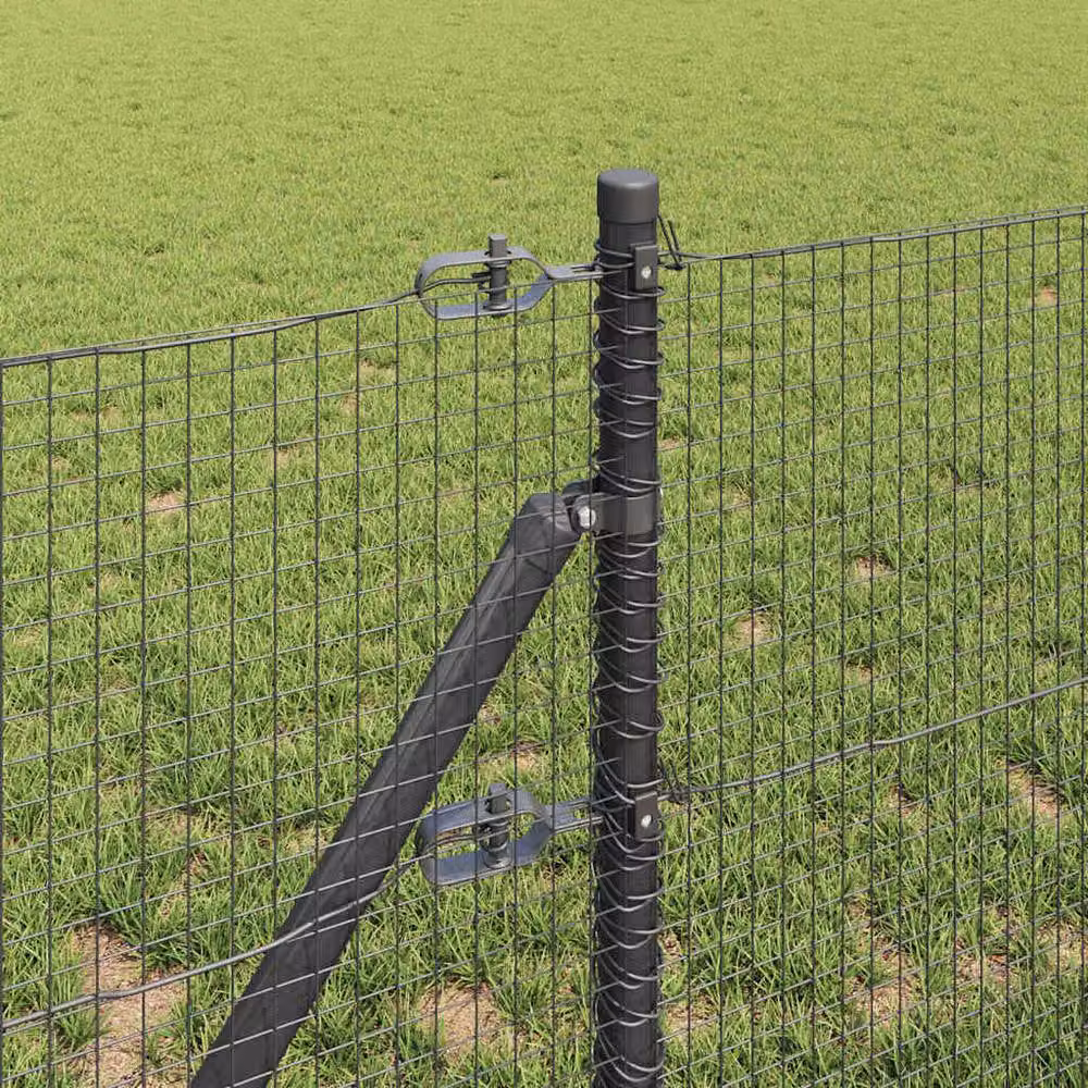 Berkfield Home Modern Welded Wire Fence with 13 Posts, Grey Powder-Coated Steel, W: 0.4 m, L: 50 m – 3