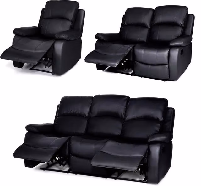 Bravich Modern Manual Recliner Sofa in Black