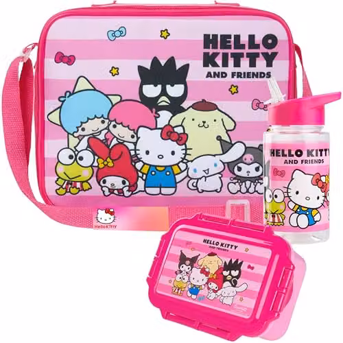 Get Trend Hello Kitty 3 Piece Lunch Set with Water Bottle and Bento Box, Pink, BPA Free – 1