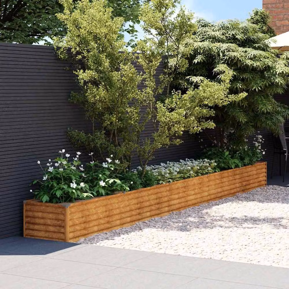Berkfield Home Garden Corten Steel Raised Bed in Brown, W/D/H: 482 x 50 x 36 cm – 2