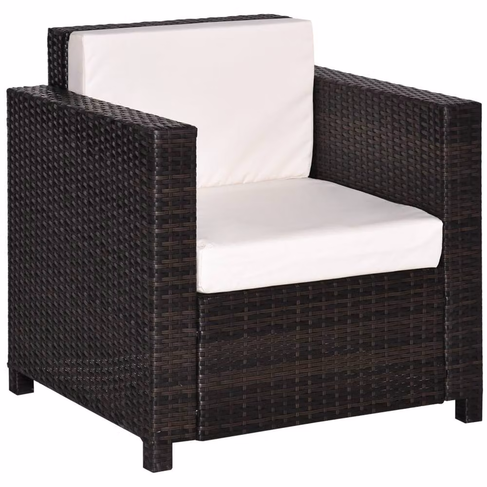 Wyld Haus Rado Mixed Brown PE Rattan Single Outdoor Armchair with Cream Cushions – 2