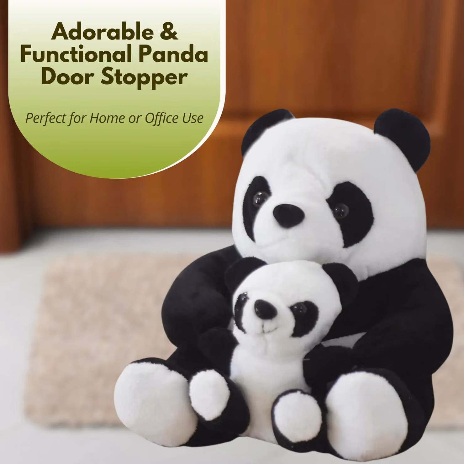 Marco Paul Large Weighted Plush Panda Duo Door Stopper, 1.5kg, Black – 4