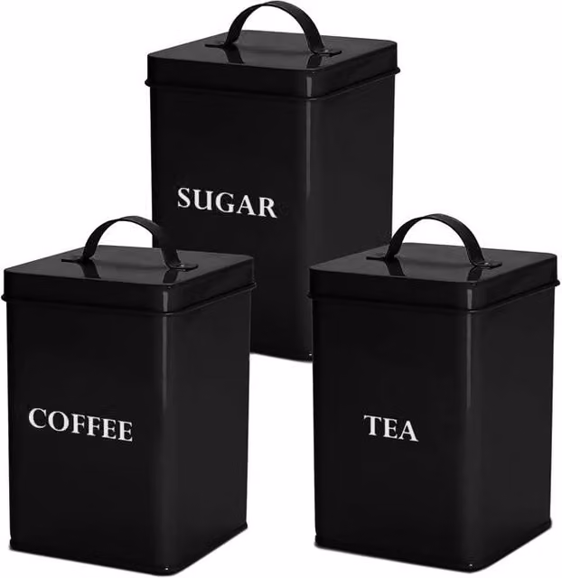 Andrew James Vintage Metal Canisters in Black