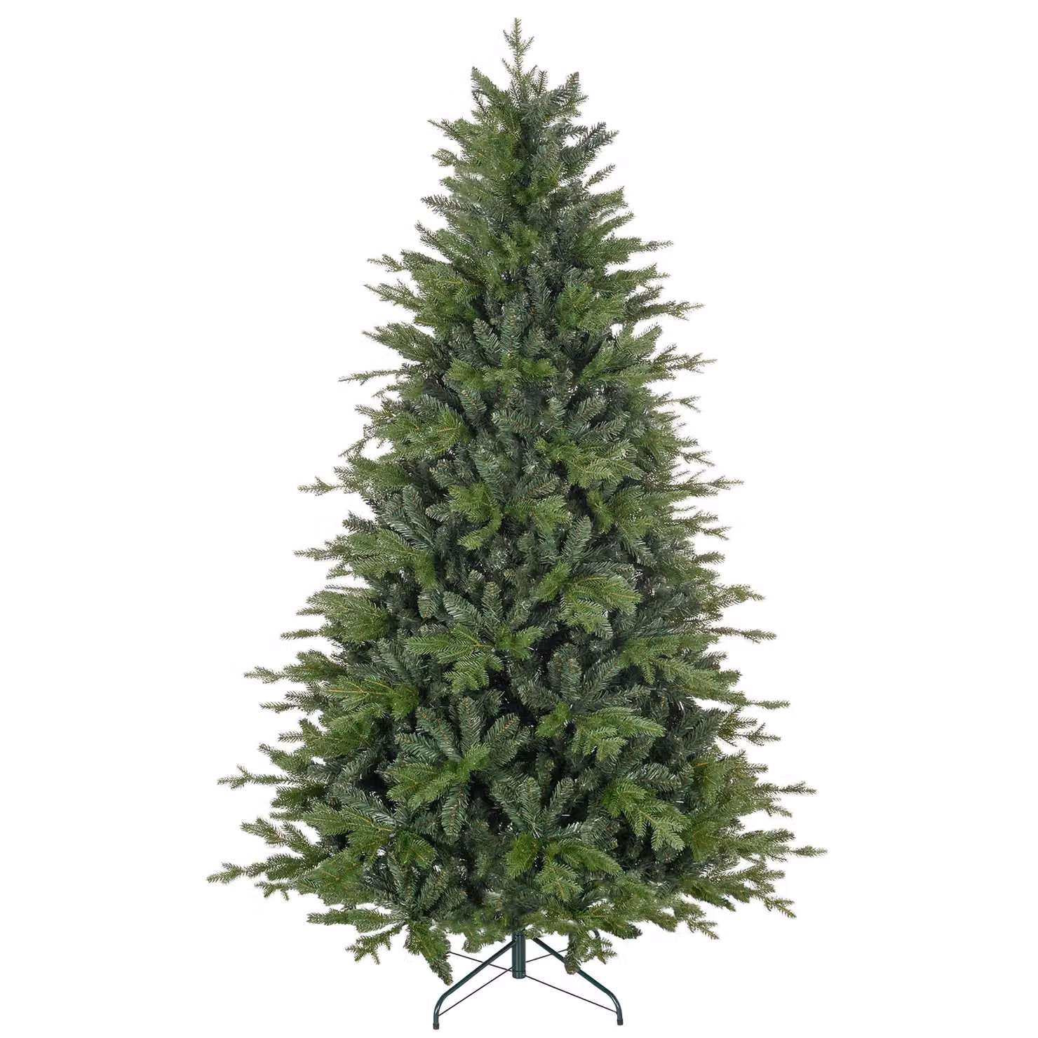 HOMCOM Green Artificial Christmas Tree with Metal Base and Hinged Branches, Height: 183 cm – 2