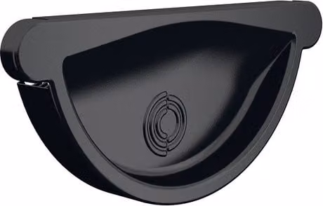 Lindab Black Galvanised Steel Half Round Self-Locking Gutter Stop End 150mm