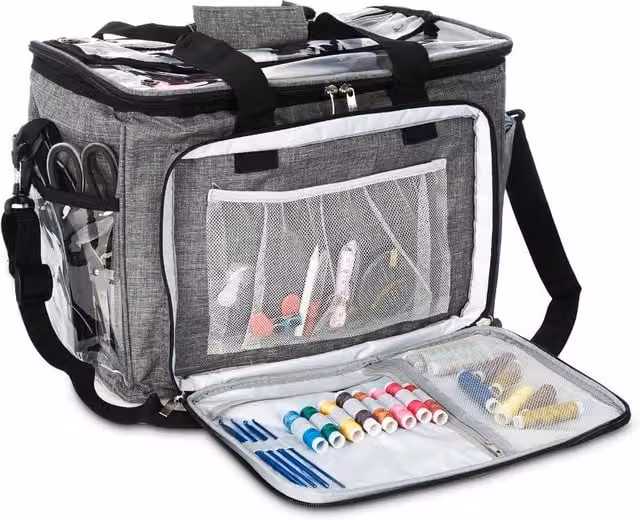 Hillington Knitting Storage Bag in Grey with Handles
