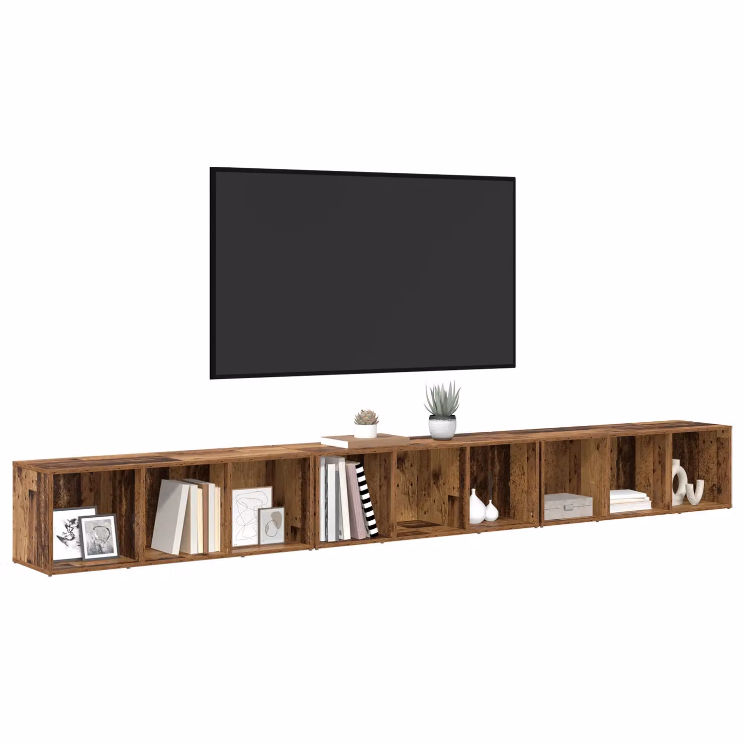 Berkfield Home 3-Piece Rustic TV Cabinet in Brown Engineered Wood, W/D/H: 37 x 35 x 107.5 cm – 3