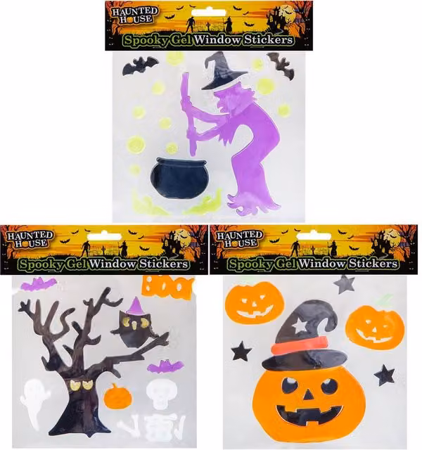 VFM e-Store Halloween Gel Window Stickers, 3 Pack, Multicolour