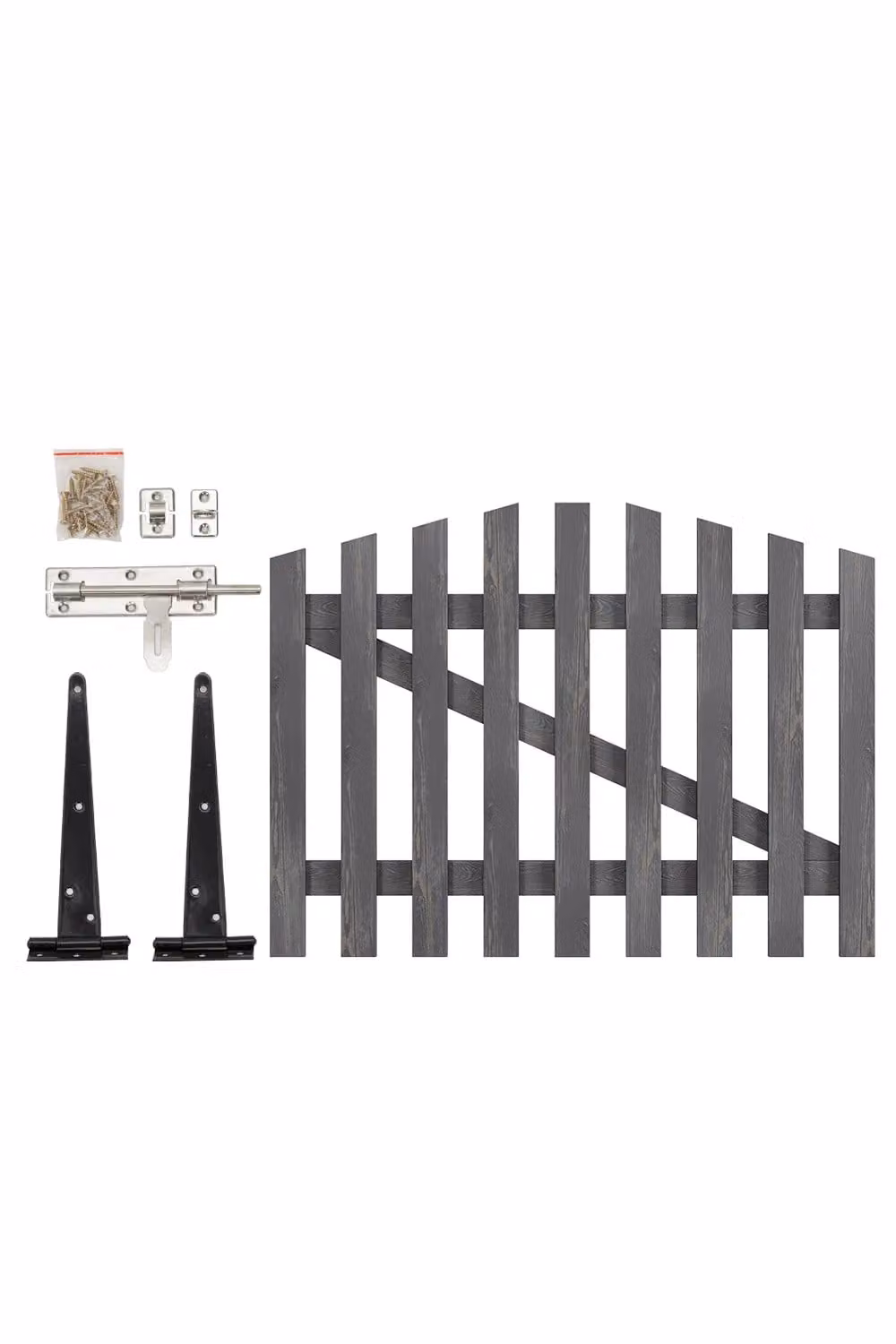 Living and Home Grey Arched Wooden Outdoor Garden Gate, W: 120 cm, H: 90 cm – 3