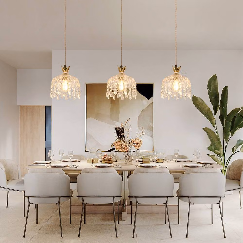 COMELY Crystal Pendant Ceiling Light in Gold and Transparent with E27 Fitting – 2