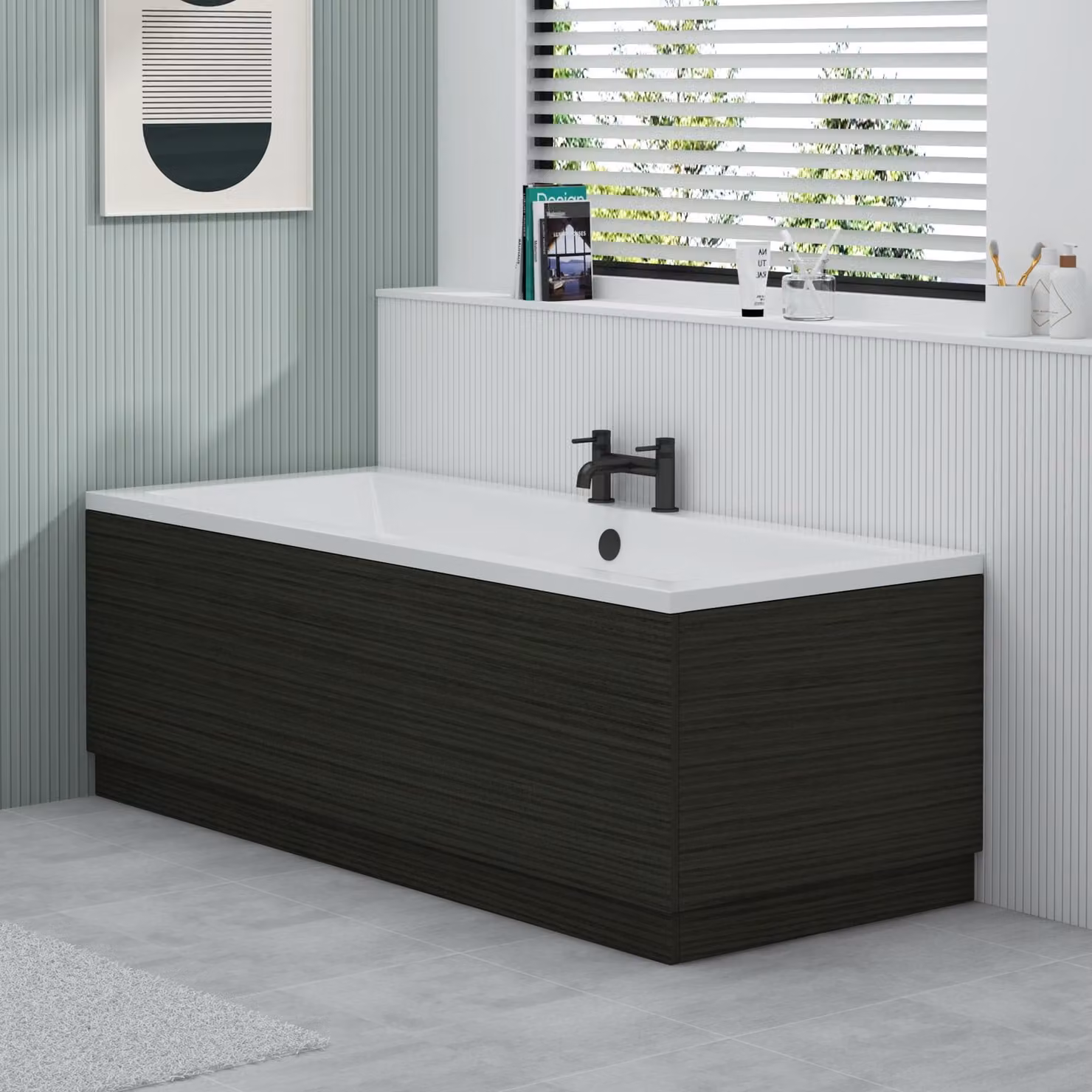 Royal Bathrooms Turin 1700mm Hale Matt Black MDF Bath Front Panel