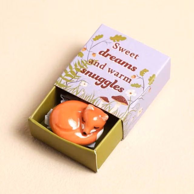 Lisa Angel Orange Ceramic Fox Token Matchbox Ornament