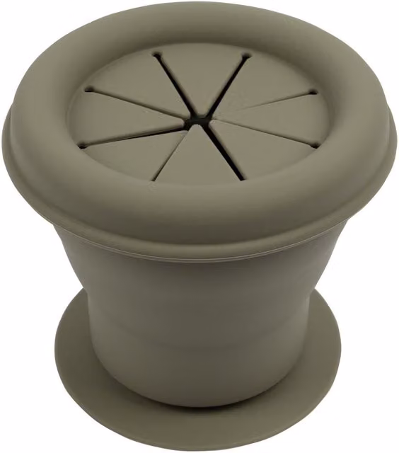 Tiny Dining Silicone No Spill Snack Pot with Suction Cup, Beige, 330ml