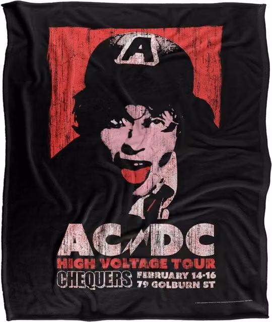 LOGOVISION AC/DC High Voltage Live 1975 Super Soft Microfibre Throw Blanket, White, W/D/H: 152 x 127 cm – 6