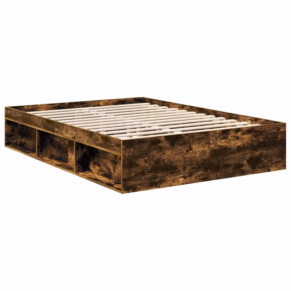 Berkfield Home Bed Frame with Drawer in Smoked Oak Brown, Solid Pine and MDF Wood, W: 135 cm, L: 190 cm – 3