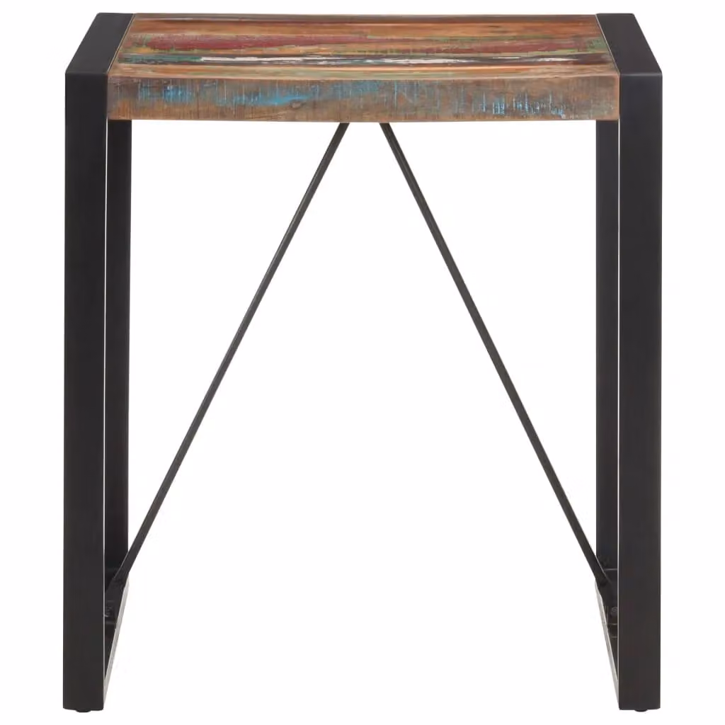 Berkfield Home Industrial Square Dining Table in Black Solid Reclaimed Wood W/D/H: 70 x 70 x 75 cm – 2