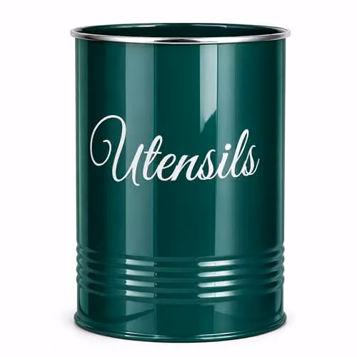 Innoteck Metal Utensil Holder and Cutlery Organiser Pot in Green with Non-Slip Base – 6