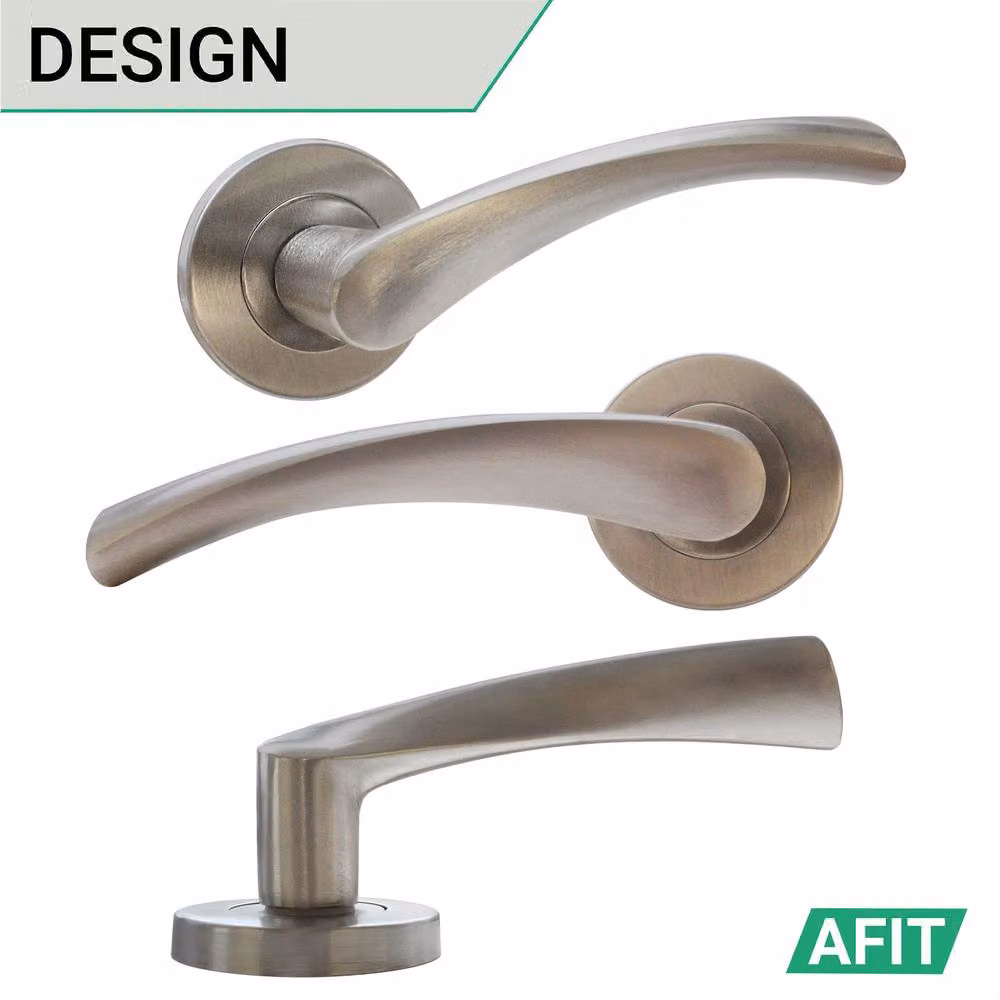 AFIT Satin Nickel Bathroom Twist Door Handles and WC Lock Thumbturn Set in Silver, 2 Pack – 4