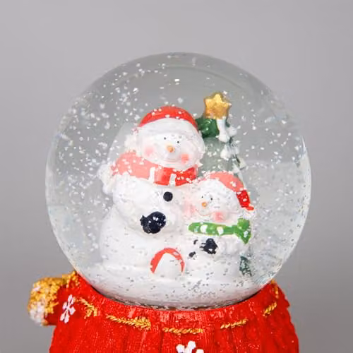 Shatchi Musical Christmas Snowglobe with Santa and Tree Scene in Red, H 15.0 cm x W 10.0 cm x D 10.0 cm – 2