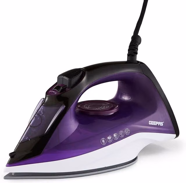 Geepas 2400W Steam Iron with Ceramic Non-Stick Soleplate and Vertical Steam in Purple