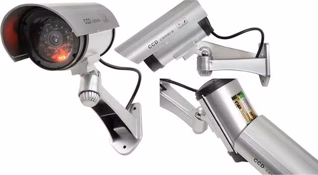 ShaniTech Dummy CCTV Surveillance Camera for Indoor and Outdoor Use, Silver